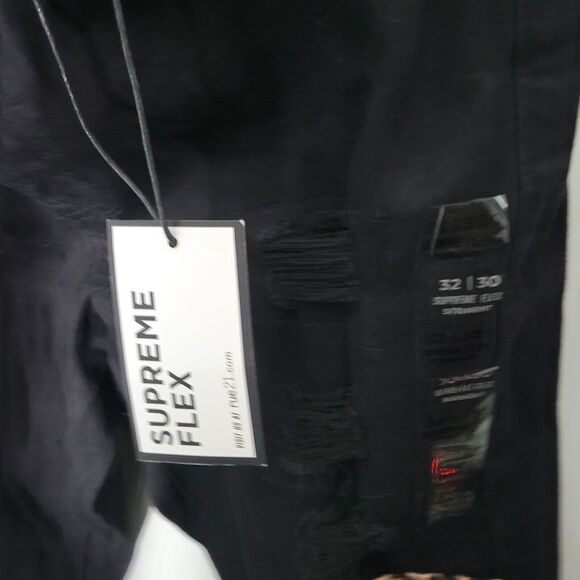 Rue21 Supreme Flex Mens Size 32x30 Black Patchwork Straight Leg Jeans - Picture 9 of 12